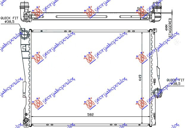 Radiator për motor benzinë/dizel (marsh manual) (580x450x32) (fletë metali) (MAHLE BEHR PREMIUM LINE)