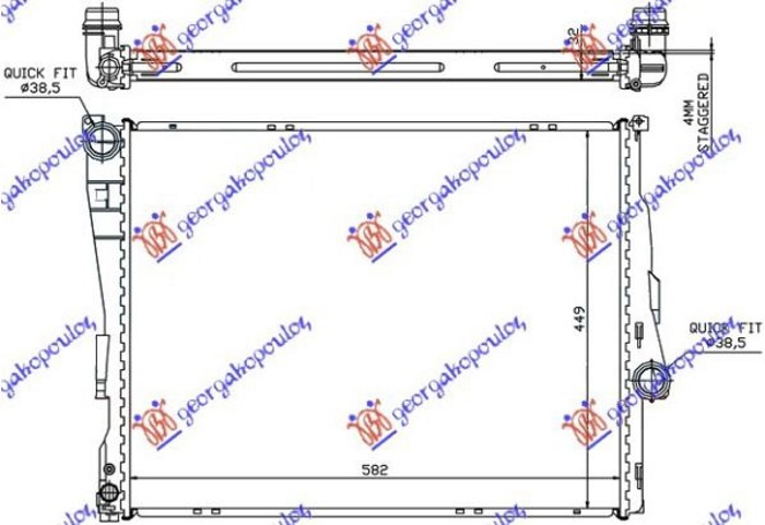 Radiator për motor benzinë/dizel (marsh manual/automatik) (580x450x32)