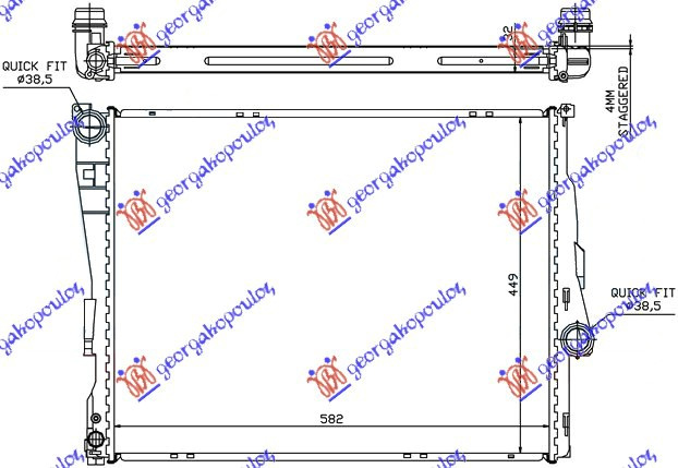 Radiator për motor benzinë/dizel (marsh automatik) (580x450x32) (fletë metali) (MAHLE BEHR PREMIUM LINE)