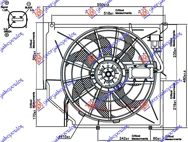Ventilator komplet benzinë (me njësi kontrolluese)