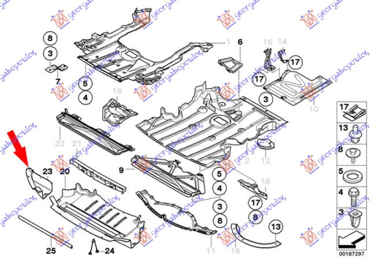 Mbrojtje/kapak nën motor (M3) / anësore