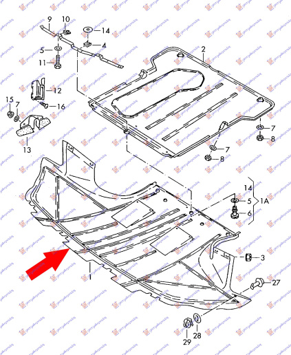 Mbrojtje/kapak nën motor