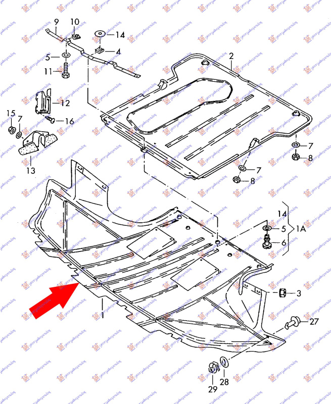 Mbrojtje/kapak nën motor
