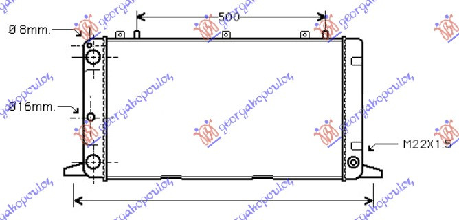 Radiator për motor 1,6-2.0 (62x32)