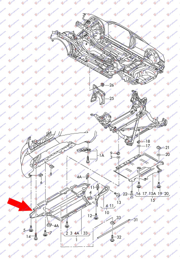 Mbrojtje/kapak nën motor pjesa e përparme