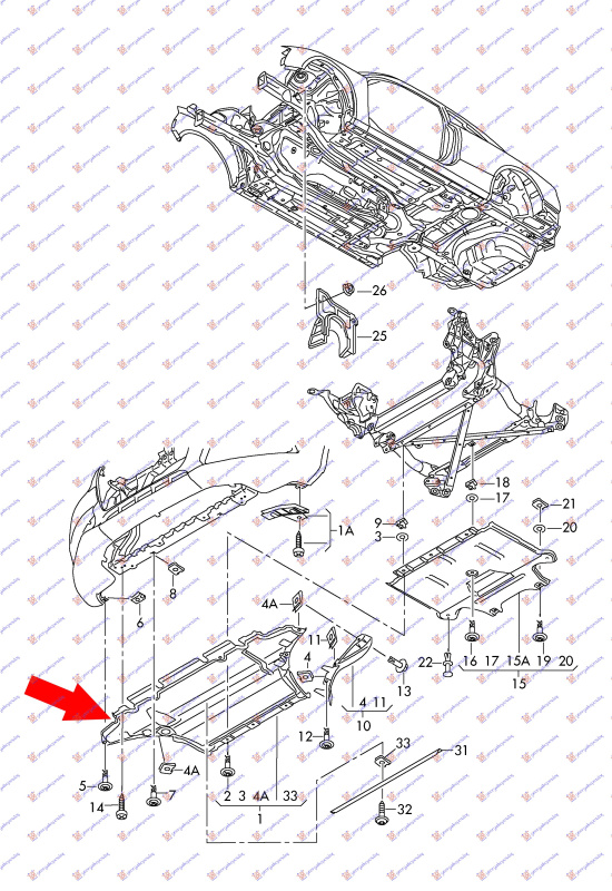 Mbrojtje/kapak nën motor pjesa e përparme