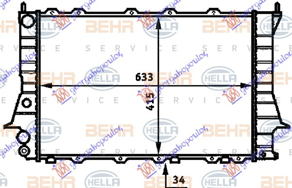 Radiator për motor benzinë/dizel (63.2x41.1x30) (MAHLE BEHR)