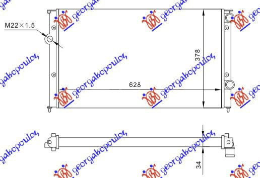 Radiator për motor 1.9TDI (62.5x37.9x3.2)
