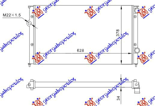 Radiator për motor 1.9TDI (62.5x37.9x3.2) (VALEO CLASSIC)