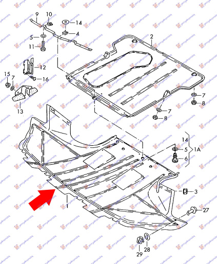 Mbrojtje/kapak nën motor