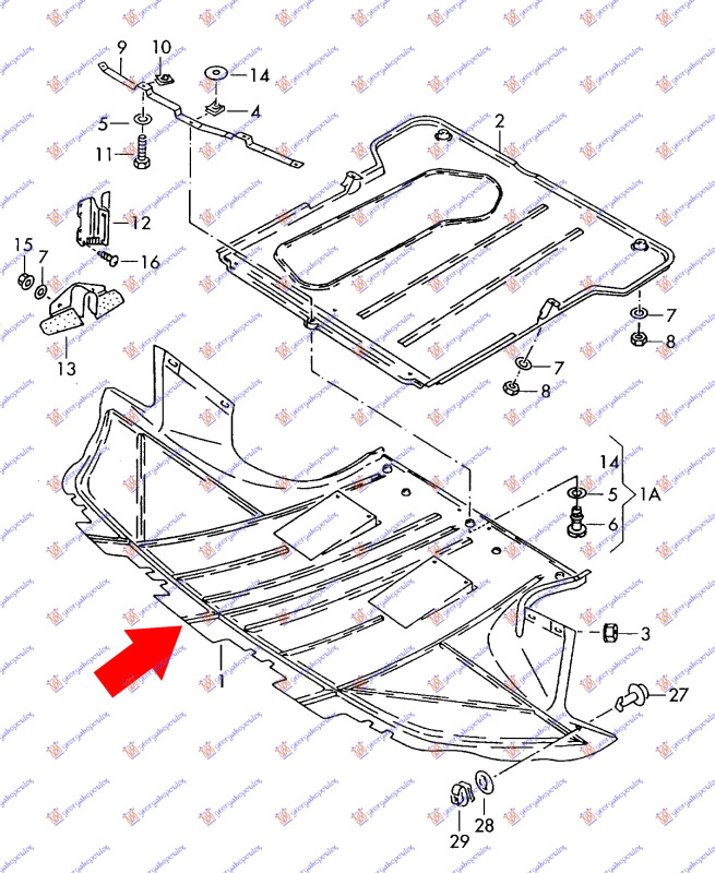 Mbrojtje/kapak nën motor