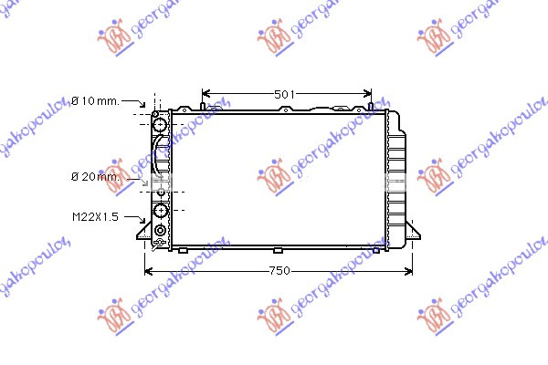 Radiator për motor 1.6-2.0 benzinë-1.9TDi (59.6x35.8x44)