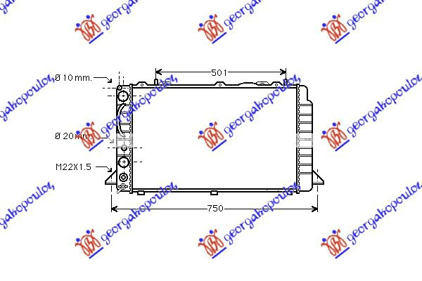 Radiator për motor 1.6-2.0 benzinë-1.9TDi (59.6x35.8x44) (MAHLE BEHR)