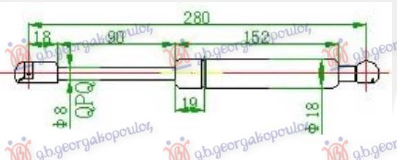 Amortizues (një) për derën e bagazhit (630N)