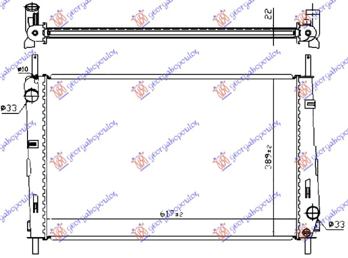 Radiator për motor 1.8-2.0 benzinë (marsh manual/automatik) (me kondicioner) (62x40,5)