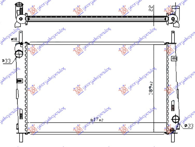 Radiator për motor 1.8-2.0 benzinë (marsh manual/automatik) (me kondicioner) (62x40,5) (VALEO CLASSIC)