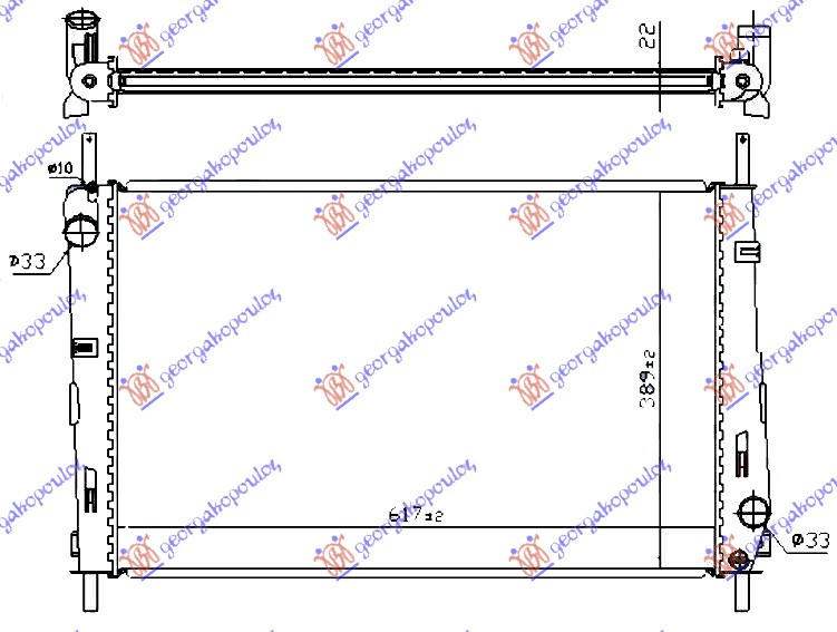 Radiator për motor 1.8-2.0 benzinë (marsh manual/automatik) (me kondicioner) (62x40,5) (VALEO CLASSIC)