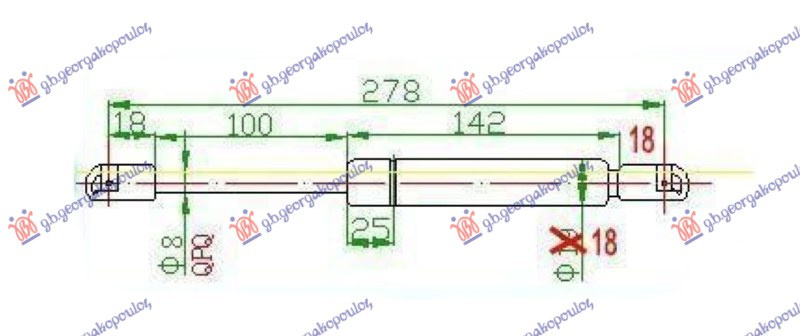 Amortizues (një) për derën e bagazhit (278L-530N)