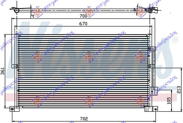 Radiator i kondicionerit 02- të gjithë modelet benzinë/dizel (63x36x2.2)