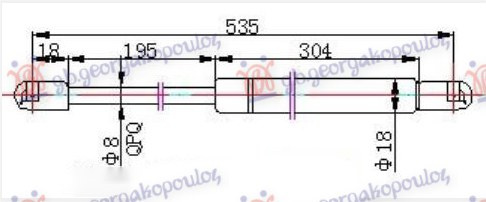 Amortizues (një) për derën e bagazhit 5 dyer (534.5L-520N)