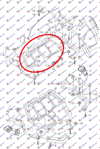 Mbrojtje/kapak nën motor plastik qendrore (А cilësi)