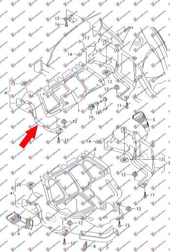 Mbrojtje/kapak nën motor / anësore
