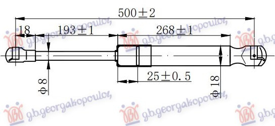 Amortizues (një) për derën e bagazhit 00- (500L-470N)