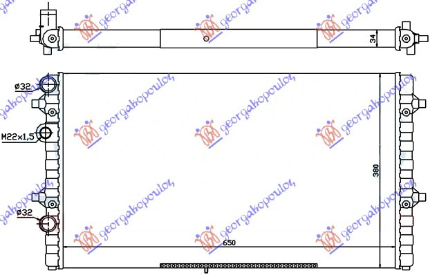 Radiator për motor 1.8-20V TURBO (64,8x37,7x34)