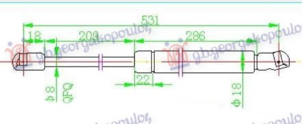 Amortizues (një) për derën e bagazhit sportback (530L-410N)