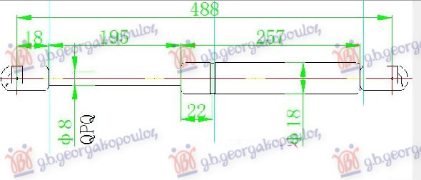 Amortizues (një) për derën e bagazhit (485L-460N)