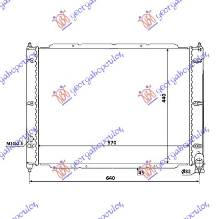 Radiator për motor 1,6-1,7D (57x44)
