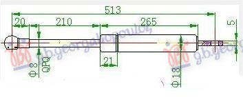 Amortizues (një) për derën e bagazhit (515L-610N)
