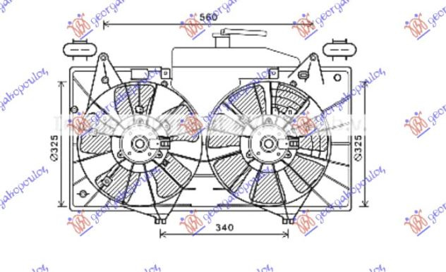 Ventilator komplet (dopio) 2.0 benzinë (marsh automatik) (320/320mm) (4 + 4 pinë)