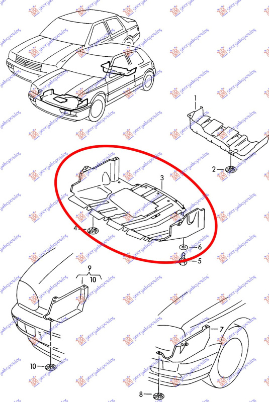 Mbrojtje/kapak nën motor