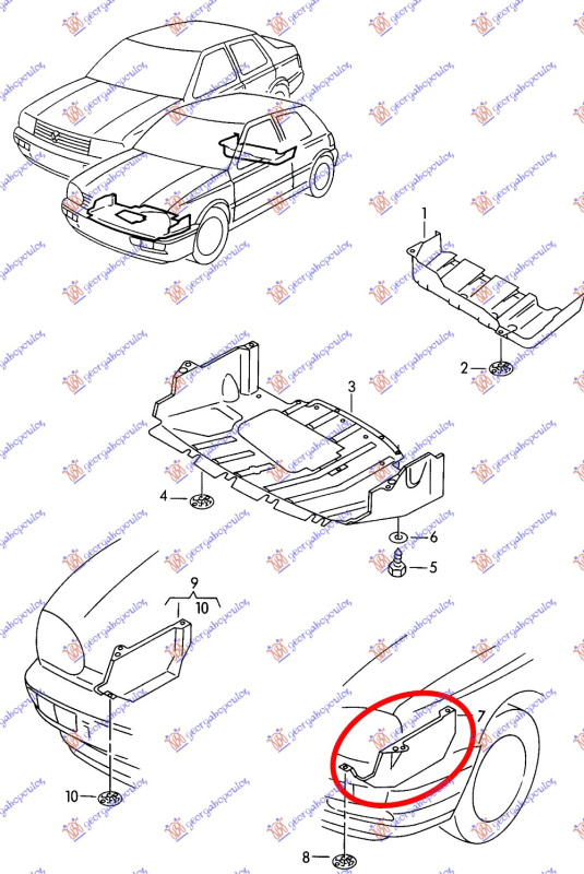 Mbrojtje/kapak nën motor plastik