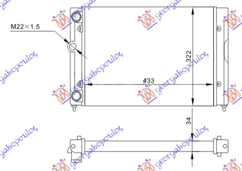 Radiator për motor 1,4-1,6 (43x32)