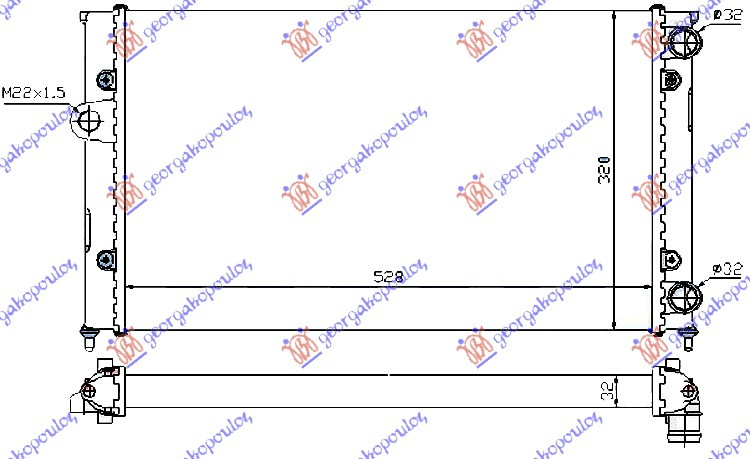 Radiator për motor 1.8i8V (52.5x32)