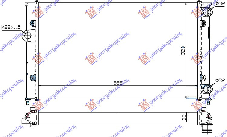 Radiator për motor 1.8i8V (52.5x32) (VALEO CLASSIC)