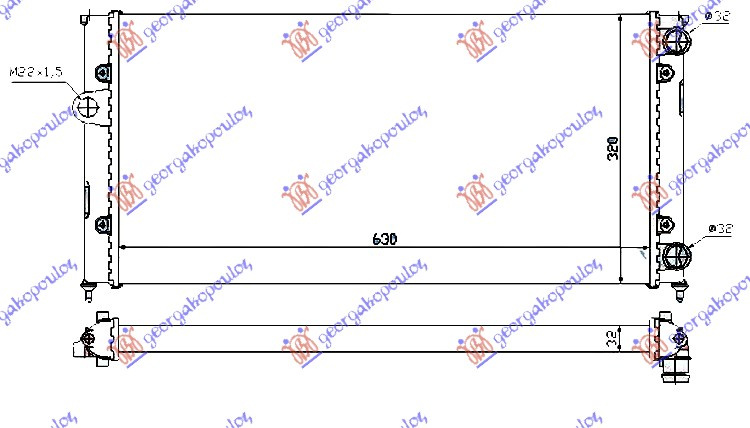 Radiator për motor 1,6-1,8-2,0i8V-1,9TDi (63x3