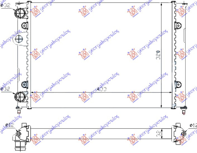 Radiator për motor 1,4-1,6 (43x32) (MAHLE BEHR)