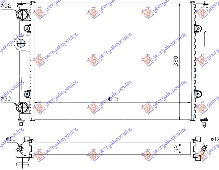 Radiator për motor 1,4-1,6 (43x32) (MAHLE BEHR)
