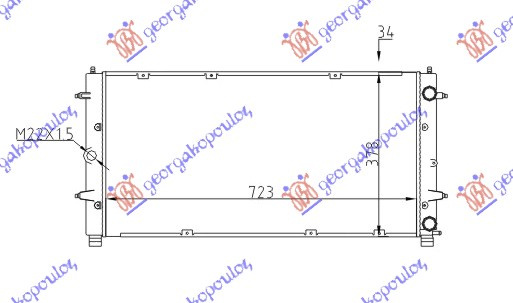Radiator për motor 1.8-2.0-2.5-2.8 benzinë - 1.9-2.4 D/TD - 2.5 TDI dizel (720x360x34)