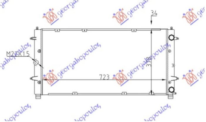 Radiator për motor 1.8-2.0-2.5-2.8 benzinë - 1.9-2.4 D/TD - 2.5 TDI dizel (720x360x32) (fletë metali)