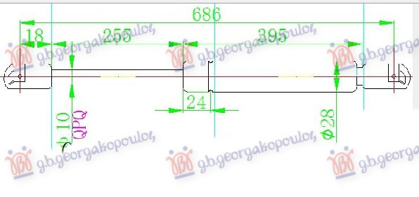 Amortizues (një) për derën e bagazhit (686L - 910N)