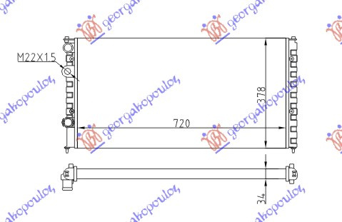 Radiator për motor 1,6-1,8-2,0-2,8-2,9IVR6cc A/C (72x37)