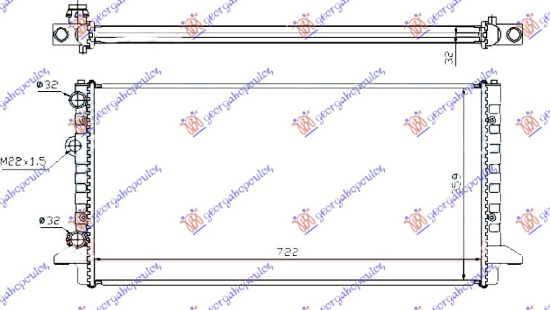Radiator për motor benzinë/dizel (marsh manual/automatik) (72x37) (MAHLE BEHR)