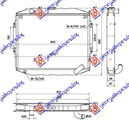 Radiator për motor 2,5TDi (marsh manual/automatik) (me/pa kondicioner) (45x59,8x5,3) COPPER