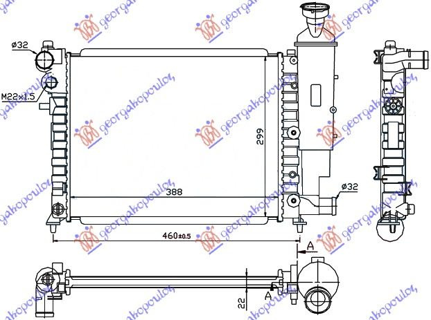 Radiator për motor xN (39x32)