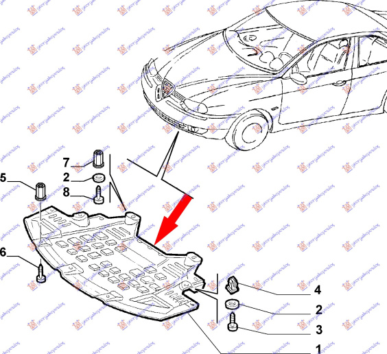 Mbrojtje/kapak nën motor plastik