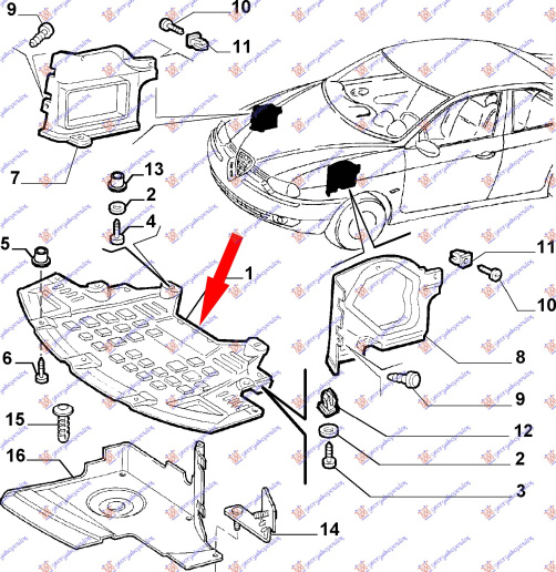 Mbrojtje/kapak nën motor dizel